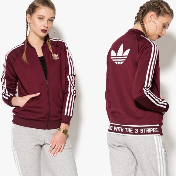 adidas supergirl track jacket maroon